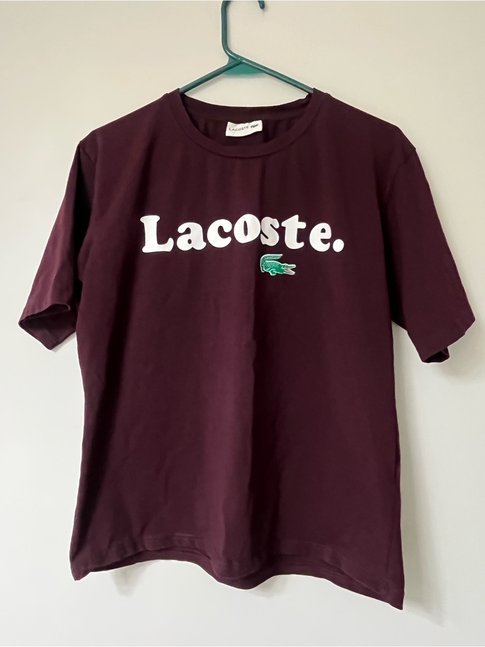 Lacoste Men's Crewneck Logo T-Shirt - Burgundy Med/Lg